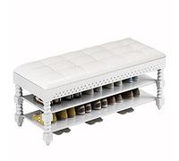 Banc à chaussures élégant avec coussin doux - Étagère à chaussures peu encombrante pour entrée, chambre à coucher, couloir, salon - 60 x 30 x 48 cm - Noir