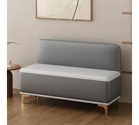 Banc à chaussures élégant en bois massif avec dossier haut et siège rembourré, repose-pieds polyvalent pour salon, bureau, couloir, largeur 150 cm, aucune option de rangement