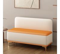 Banc à chaussures élégant en bois massif avec dossier haut rembourré et repose-pieds ottoman - Parfait pour l'entrée, le salon, le bureau, le couloir - 120 cm de large, aucune option de rangement