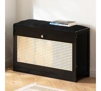 Banc à chaussures élégant noir avec assise rembourrée - Ottomane de rangement pour couloir, chambre à coucher, salon - 70 cm - Panca Scarpiera & Portascarpe