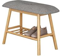 Banc à Chaussures en Bambou, étagère à Chaussures avec Siège Rembourré Rembourré, Banc De Rangement De Chaussures, Organisateur De Casier pour L’entrée, Le, Grey, 60 * 30 * 45cm