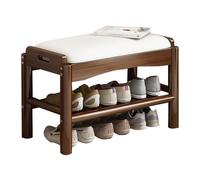 Banc à chaussures en bois avec assise rembourrée 2 étagères pour entrée, couloir, salon, chambre à coucher, salle de bain - Solution de rangement élégante (couleur : B taille : 45 x 30 cm)
