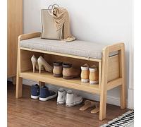 Banc à chaussures en bois avec assise rembourrée, 2 étagères pour entrée, couloir, salon, chambre à coucher, design peu encombrant, 65 x 30 x 45 cm, montage facile