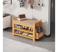 Banc à chaussures en bois avec assise rembourrée - Armoire de rangement d'entrée avec rangement latéral pour vestiaire et salon