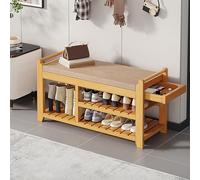Banc à chaussures en bois avec assise rembourrée - Armoire de rangement d'entrée avec rangement latéral pour vestiaire et salon