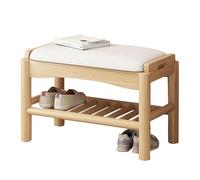Banc à chaussures en bois avec assise rembourrée et 2 étagères pour entrée, couloir, salon, chambre à coucher et salle de bain - Solution de rangement élégante (couleur : C taille : 45 x 30)