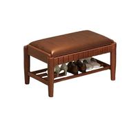Banc à Chaussures en Bois avec Coussin en PU éTagèRe à Chaussures à 2/3 Niveaux avec éTagèRe pour EntréE Forte Capacité de Charge Banc de Rangement pour EntréE, Salon, Coul 2-Layer Walnut 31.5in/80cm