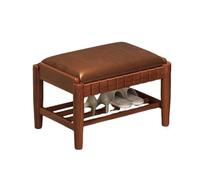 Banc à Chaussures en Bois avec Coussin en PU éTagèRe à Chaussures à 2/3 Niveaux avec éTagèRe pour EntréE Forte Capacité de Charge Banc de Rangement pour EntréE, Salon, Coul 2-Layer Walnut 17.7in/45cm