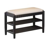 Banc à Chaussures en Bois avec Coussin en PU éTagèRe à Chaussures à 2/3 Niveaux avec éTagèRe pour EntréE Forte Capacité de Charge Banc de Rangement pour EntréE, Salon, Coulo 3-Layer Black 23.6in/60cm