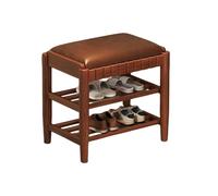 Banc à Chaussures en Bois avec Coussin en PU éTagèRe à Chaussures à 2/3 Niveaux avec éTagèRe pour EntréE Forte Capacité de Charge Banc de Rangement pour EntréE, Salon, Coul 3-Layer Walnut 17.7in/45cm