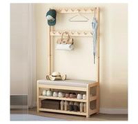 Banc à chaussures en bois avec crochets, porte-manteau indépendant robuste, base solide, siège élégant pour bureau/couloir/entrée 60/70/80 cm