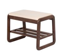 Banc à Chaussures en Bois avec Rangement à 2 Niveaux, siège d'entrée rembourré Nizer pour Salon, Couloir, véranda - Marron, 55 cm/21,6 po