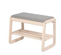 Banc à Chaussures en Bois avec Rangement à 2 Niveaux, siège d'entrée rembourré Nizer pour Salon, Couloir, véranda - Marron, 55 cm/21,6 po
