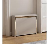 Banc à chaussures en bois avec rangement, étagère à chaussures d'entrée avec tiroir rabattable, siège rembourré pour couloir et salon, étagère à chaussures élégante kaki (70 x 17 x 47,5 cm)