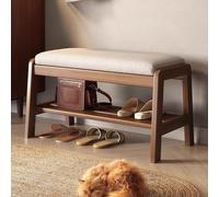 Banc à chaussures en bois massif avec coussins à 2 niveaux pour entrée, meuble de couloir, 80 x 34 x 42 cm, idéal pour le salon et l'entrée.