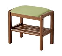 Banc à chaussures en bois massif avec étagère de rangement, design double rangement, siège rembourré pour chambre, salon, entrée et couloir