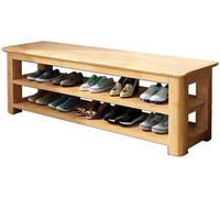 Banc à chaussures en bois massif avec étagères réglables, stable et portant, idéal pour l'entrée, le salon et l'organisation de la chambre à coucher