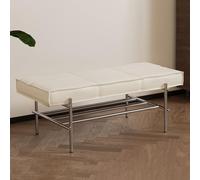 Banc à chaussures en cuir synthétique, rangement d'entrée, étagère à chaussures élégante blanche pour chambre à coucher, cuisine, salle à manger, couloir, balcon, terrasse - 100,1 cm