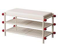 Banc à chaussures en métal à 3 niveaux avec siège rembourré en cuir, support de rangement peu encombrant, idéal pour l'organisation de l'entrée, 120 x 45 cm