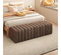 Banc à chaussures en velours doux - Coffre en bois avec repose-pieds en peluche pour chambre à coucher, salon, couloir, dressing - Marron (100 x 40 x 40 cm)