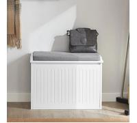 SoBuy Banc Chaussures Entrée Meuble Chaussure avec Assise Coussin Rembourré et Abattant - Meuble de Rangement Chaussures, L62 x P26 x H45 cm - Capacité de Charge 150 kg, Blanc, FSR98-W