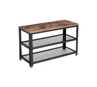 Banc À Chaussures, Étagère De Rangement À 2 Niveaux, Organisateur, À Chaussures, 73 X 30 X 45 Cm, Pour Entrée, Salon, Cadre En Acier, Style Industriel, Marron Rustique Et Noir