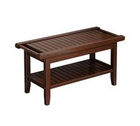 Banc à chaussures étroit en bois avec assise confortable Étagère de rangement élégante Idéal pour salon/chambre/entrée (Noyer A 60 cm)