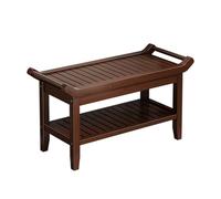Banc à chaussures étroit en bois massif avec assise confortable, étagère à chaussures élégante pour entrée, salon ou chambre à coucher (noyer B 80 cm)