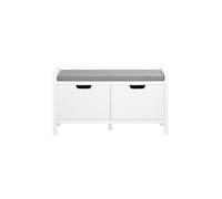 Meuble Chaussure SoBuy Banc Entrée avec Rangement Fermé 2 Portes Coussin Rembourré Design Moderne Blanc 91×30×50 cm