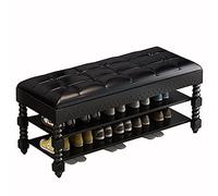 Banc à chaussures gain de place avec coussin doux, étagère de rangement pour entrée, couloir, chambre à coucher, salon - 60 x 30 x 48 cm, noir Shoe nizer élégant et fonctionnel