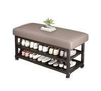 Banc à chaussures gris avec siège rembourré, cadre en métal robuste, design peu encombrant, idéal pour couloir, salon et plus (60x)