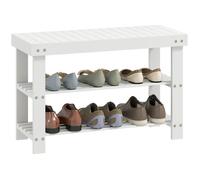 Banc à chaussures - HOMCOM - 3 niveaux - style scandinave - charge 136 Kg - bambou - 70x28x45cm - blanc