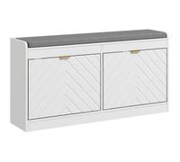 Banc à chaussures - HOMCOM - assise rembourrée et tiroir rabattable - bois d'ingénierie - 106 x 24 x 52,5 cm - blanc