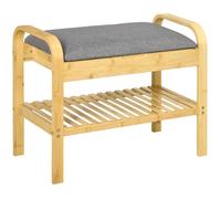 Banc à chaussures HOMCOM avec coussin d'assise rangement caché, étagère à lattes en bambou, 60 x 33 x 50, naturel