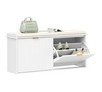 Banc à chaussures - HOMCOM - coussin d'assise rembourré et tiroir rabattable - pour couloir chambre - 104 x 26 x 47 5 cm - blanc