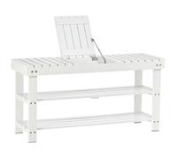 HOMCOM Banc à Chaussures, Meuble à Chaussures en Bois à 3 Niveaux avec étagère de Rangement et Compartiment caché, Banc d'entrée pour Couloir, Chambre, 90 x 29 x 45 cm, Blanc