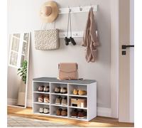 Banc à Chaussures - HOOBRO - 9 Compartiments - Blanc - Métal - 80x30x48 cm