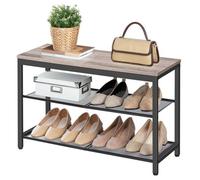 Banc à chaussures, HOOBRO Étagère de rangement à 2 niveaux, Organisateur, à chaussures, 75 x 28,5 x 48,5 cm, Grège