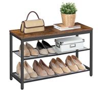 Banc à chaussures, HOOBRO Étagère de rangement à 2 niveaux, Organisateur, à chaussures, 75 x 28,5 x 48,5 cm, style industriel