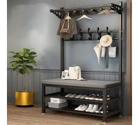Banc à chaussures industriel et porte-manteau pour entrée, grand chapeau, assemblage facile, économie d'espace pour les petits espaces, solution élégante de décoration d'intérieur