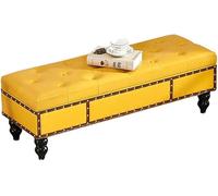 Banc à chaussures jaune, pouf de rangement d'entrée, tabouret de canapé polyvalent, hocker de chambre à coucher, étagère à chaussures d'essai, pouf long pour salon et magasin de vêtements - Design