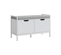 HomCom – Banc à chaussures – 2 placards, coussin rembourré, 84×35×50 cm, blanc