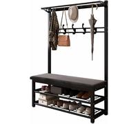 Banc à chaussures moderne 3 en 1 avec 10 crochets en métal pour entrée nizer élégant pour chaussures et manteaux Design peu encombrant pour un usage domestique.