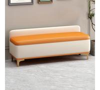 Banc À Chaussures Moderne avec Rangement Et Assise Rembourrée, Banquette Capitonnée for Chambre À Coucher, À Placer Au Pied du Lit, dans L'entrée(Beige+Orange,80x40x40cm)