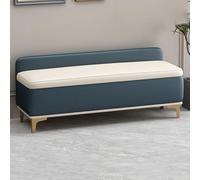 Banc À Chaussures Moderne avec Rangement Et Assise Rembourrée, Banquette Capitonnée for Chambre À Coucher, À Placer Au Pied du Lit, dans L'entrée(Peacock Blue+Beige,80x40x40cm)