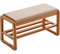 Banc à chaussures moderne du milieu du siècle avec rangement caché, ottomane peu encombrante pour couloir, foyer et salon