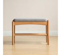 Banc à chaussures moderne du milieu du siècle en bois massif avec coussin à rebond élevé, rangement polyvalent pour les maisons élégantes, meubles fonctionnels et robustes pour les espaces de vie