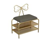 Banc à chaussures moderne en métal rembourré à 2 niveaux pour salon et vestiaire - Solution élégante pour économiser de l'espace