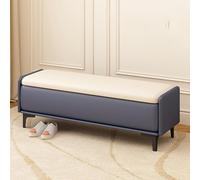 Banc à chaussures moderne pour entrée et chambre à coucher, ottomane multifonction avec coffre, couloir élégant, blanc et bleu, 90 x 40 x 40 cm, parfait pour la décoration de la maison.