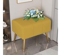 Banc à Chaussures Moderne rectangulaire, d'entrée avec Repose-Pieds rembourré, d'extrémité de lit en Similicuir avec Pieds en métal doré, pour Salon, Hall, vestiaire, Couloir (curc